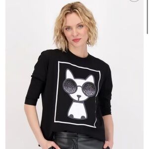 Gabby Isabella Black and White Cat tee. Woman’s size small/ brand new with tags